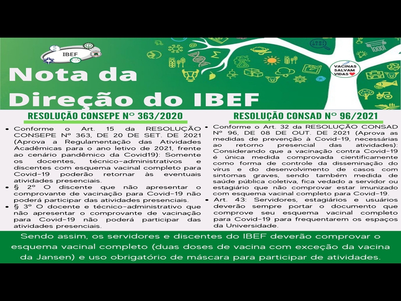 Nota da Direção do IBEF
